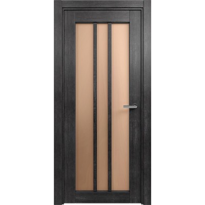 Межкомнатная Дверь Status Optima модель 136 Дуб чёрный стекло Сатинато бронза