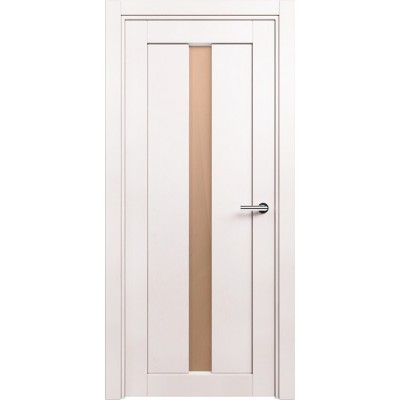 Межкомнатная Дверь Status Optima модель 134 Белый жемчуг стекло Сатинато бронза