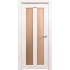 Дверь Status Optima модель 135 Белый жемчуг стекло Сатинато бронза