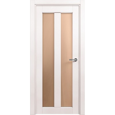 Межкомнатная Дверь Status Optima модель 135 Белый жемчуг стекло Сатинато бронза