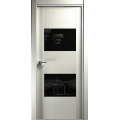 Межкомнатная Дверь Status Versia модель 221 Дуб белый стекло лакобель чёрный