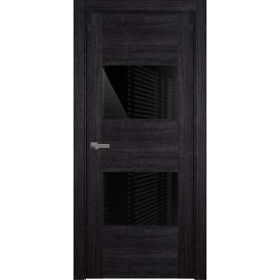 Межкомнатная Дверь Status Versia модель 221 Дуб чёрный стекло лакобель чёрный