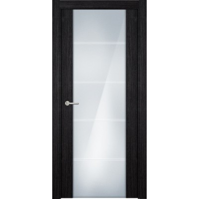 Межкомнатная Дверь Status Versia модель 222 Дуб чёрный стекло калёное с гравировкой
