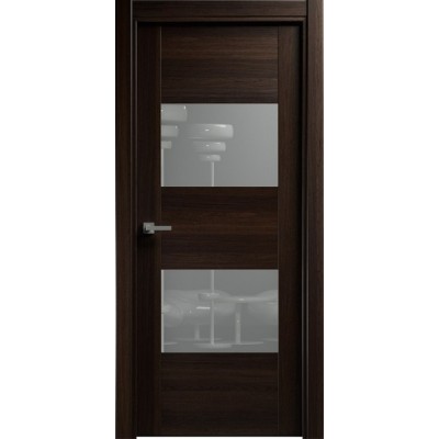 Межкомнатная Дверь Status Versia модель 221 Орех стекло лакобель серый