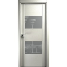Дверь Status Versia модель 221 Дуб белый стекло лакобель серый