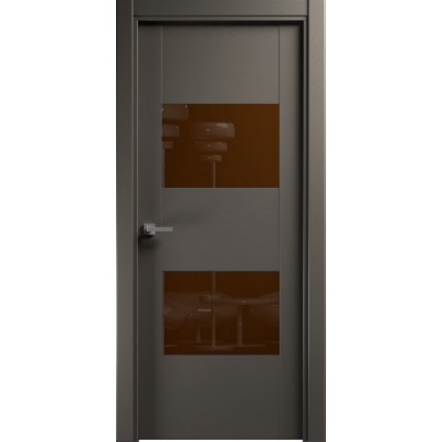 Межкомнатная Дверь Status Versia модель 221 Грей стекло лакобель коричневый