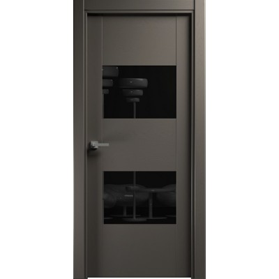 Межкомнатная Дверь Status Versia модель 221 Грей стекло лакобель чёрный
