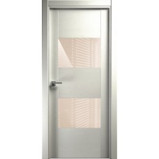 Дверь Status Versia модель 221 Дуб белый стекло лакобель бежевый