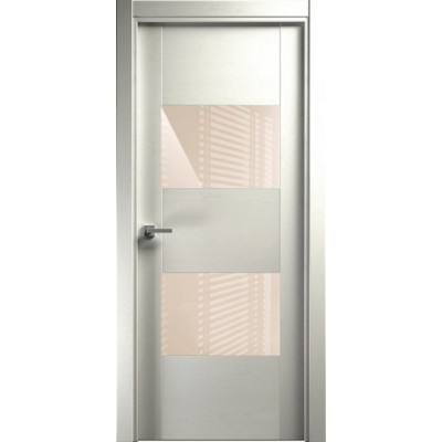 Межкомнатная Дверь Status Versia модель 221 Дуб белый стекло лакобель бежевый
