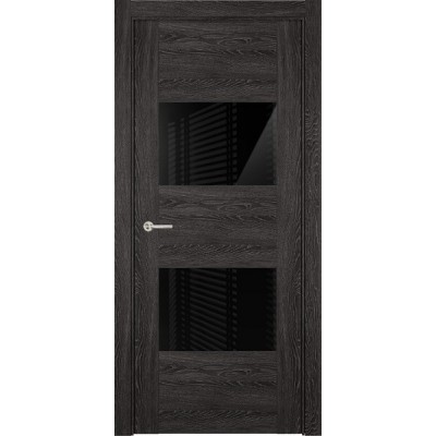 Межкомнатная Дверь Status Versia модель 221 Дуб патина стекло лакобель чёрный