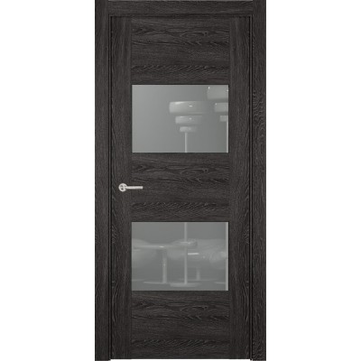 Межкомнатная Дверь Status Versia модель 221 Дуб патина стекло лакобель серый