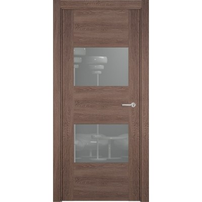 Межкомнатная Дверь Status Versia модель 221 Дуб капучино стекло лакобель серый