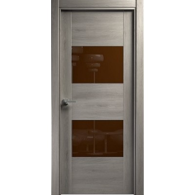 Межкомнатная Дверь Status Versia модель 221 Дуб серый стекло лакобель коричневый