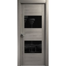 Дверь Status Versia модель 221 Дуб серый стекло лакобель чёрный