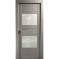 Дверь Status Versia модель 221 Дуб серый стекло лакобель белый