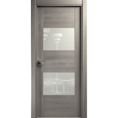 Межкомнатная Дверь Status Versia модель 221 Дуб серый стекло лакобель белый