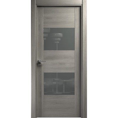 Межкомнатная Дверь Status Versia модель 221 Дуб серый стекло лакобель серый