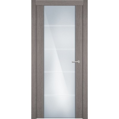 Межкомнатная Дверь Status Versia модель 222 Дуб серый стекло калёное с гравировкой