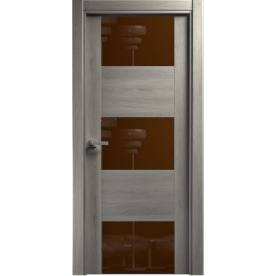 Межкомнатная Дверь Status Versia модель 226 Дуб серый стекло лакобель коричневый