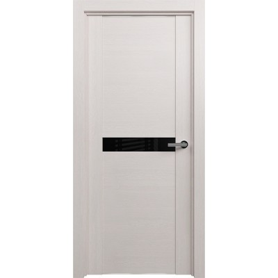 Межкомнатная Дверь Status Trend модель 411 Дуб белый стекло лакобель чёрный