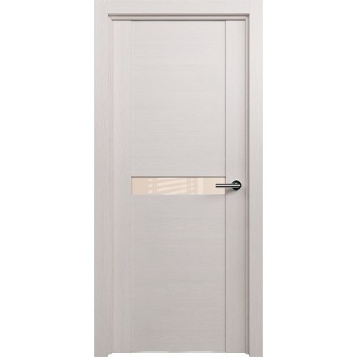 Межкомнатная Дверь Status Trend модель 411 Дуб белый стекло лакобель бежевый