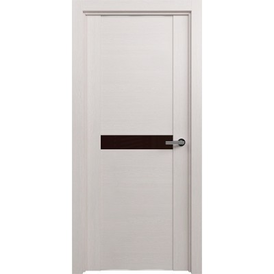 Межкомнатная Дверь Status Trend модель 411 Дуб белый стекло лакобель коричневый