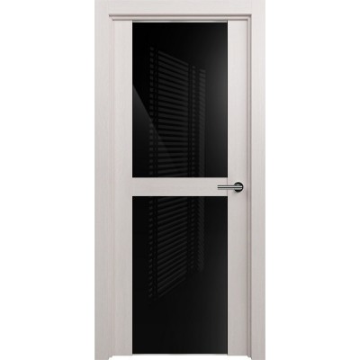 Межкомнатная Дверь Status Trend модель 422 Дуб белый стекло лакобель чёрный