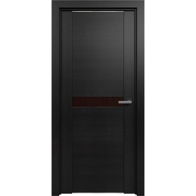 Межкомнатная Дверь Status Trend модель 411 Дуб чёрный стекло лакобель коричневый
