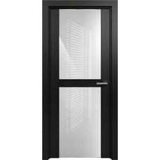 Дверь Status Trend модель 422 Дуб чёрный стекло лакобель белый