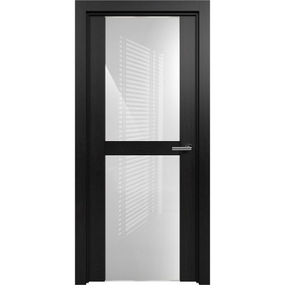 Межкомнатная Дверь Status Trend модель 422 Дуб чёрный стекло лакобель белый
