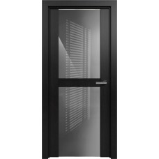 Дверь Status Trend модель 422 Дуб чёрный стекло лакобель серый