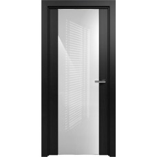 Дверь Status Trend модель 423 Дуб чёрный стекло лакобель белый
