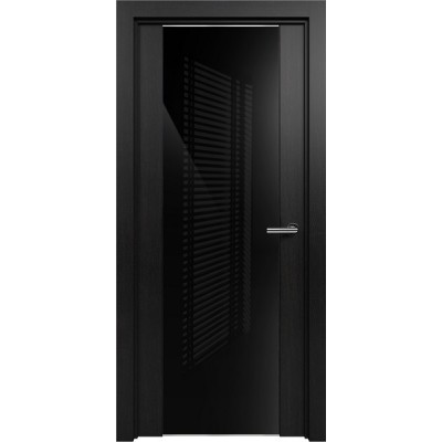 Межкомнатная Дверь Status Trend модель 423 Дуб чёрный стекло лакобель чёрный