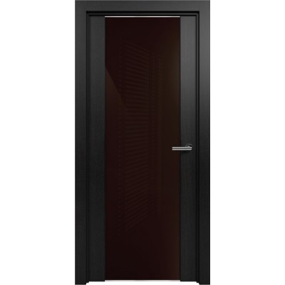 Межкомнатная Дверь Status Trend модель 423 Дуб чёрный стекло лакобель коричневый