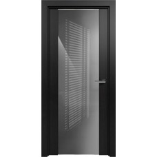 Дверь Status Trend модель 423 Дуб чёрный стекло лакобель серый