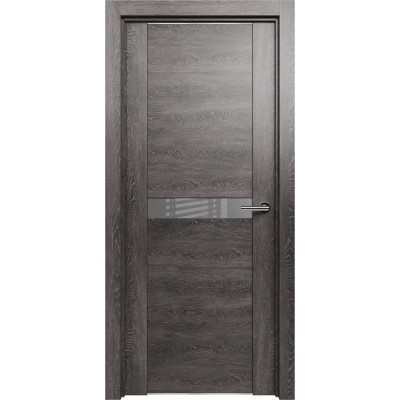Межкомнатная Дверь Status Trend модель 411 Дуб патина стекло лакобель серый