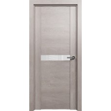 Дверь Status Trend модель 411 Дуб серый стекло лакобель белый