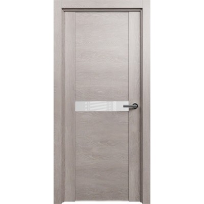 Межкомнатная Дверь Status Trend модель 411 Дуб серый стекло лакобель белый