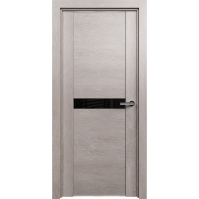 Межкомнатная Дверь Status Trend модель 411 Дуб серый стекло лакобель чёрный