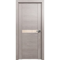 Дверь Status Trend модель 411 Дуб серый стекло лакобель бежевый