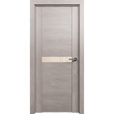 Межкомнатная Дверь Status Trend модель 411 Дуб серый стекло лакобель бежевый