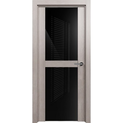 Межкомнатная Дверь Status Trend модель 422 Дуб серый стекло лакобель чёрный