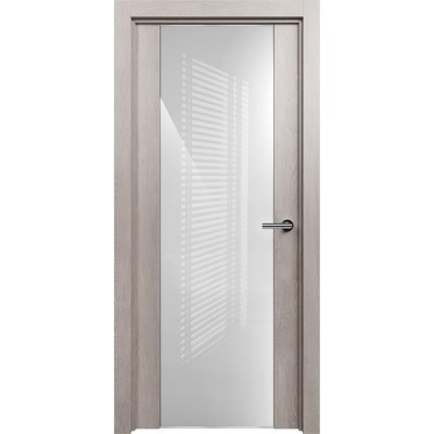 Межкомнатная Дверь Status Trend модель 423 Дуб серый стекло лакобель белый