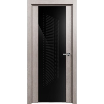 Межкомнатная Дверь Status Trend модель 423 Дуб серый стекло лакобель чёрный