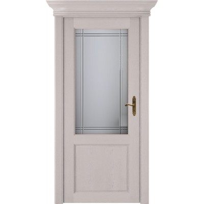 Межкомнатная Дверь Status Classic модель 521 Дуб белый стекло решётка Италия