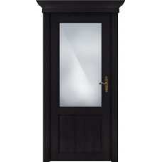 Дверь Status Classic модель 521 Дуб чёрный стекло Сатинато белое