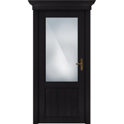 Межкомнатная Дверь Status Classic модель 521 Дуб чёрный стекло Сатинато белое