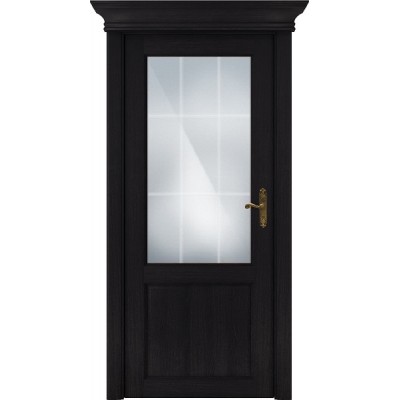 Межкомнатная Дверь Status Classic модель 521 Дуб чёрный стекло решётка Англия
