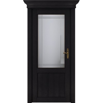 Межкомнатная Дверь Status Classic модель 521 Дуб чёрный стекло решётка Италия