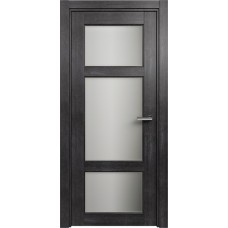 Дверь Status Classic модель 542 Дуб чёрный стекло Сатинато белое